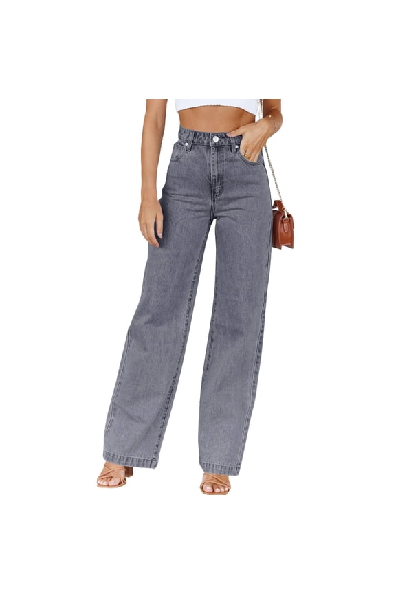 High Waisted Straight Leg Women's Jeans Loose Casual Lightweight Denim Pants