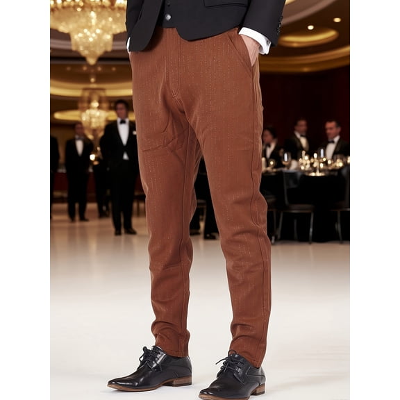 GINGTTO Men's Casual Stretch Slim Chinos - Versatile Terracotta Orange Trousers for Everyday Wear