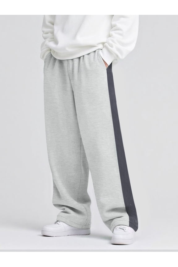 Men's Wide Leg Pants Elastic Waist With Drawstrings Zipper Pocket Green Athletic Jogger Casual Sweatpants Soft And Warm Trousers