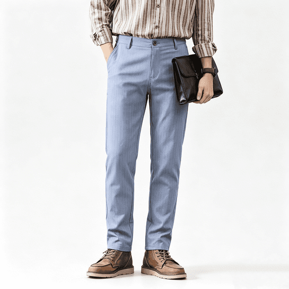 GINGTTO Men‘s Stretch Pinstripe Chino Pants, Slim Fit