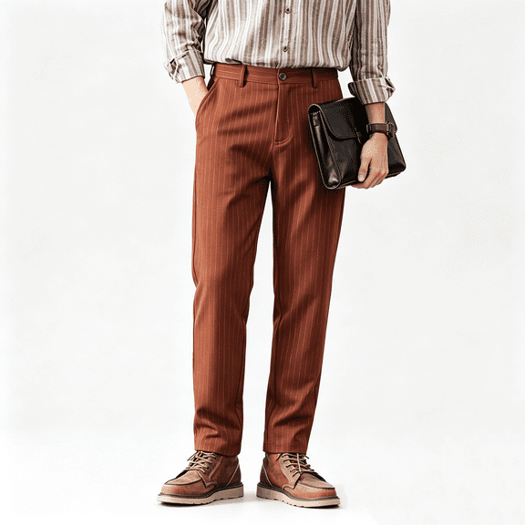 GINGTTO Men's Stretch Dress Pants Shiny Striped Slim Fit Pinstripe Chino Pants