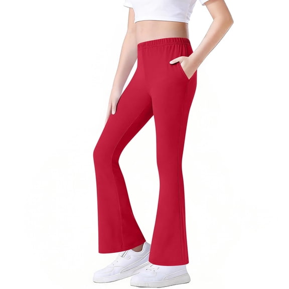 High Waisted Sweatpants for Girls Trendy Casual Flare Yoga Pants with Pockets Clothes for Girls Size 3-14