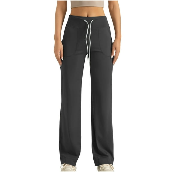 High Waisted Sweatpants for Women 2024 Fall Wide Leg Yoga Pants Drawstring Loose Lounge Athletic Trousers