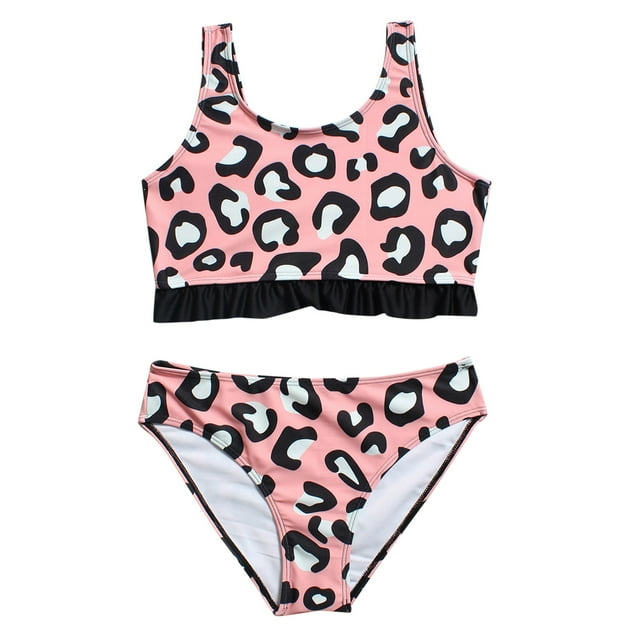 High Waisted Swimsuit Toddler Baby Girl One Piece Leopard Prints Sport