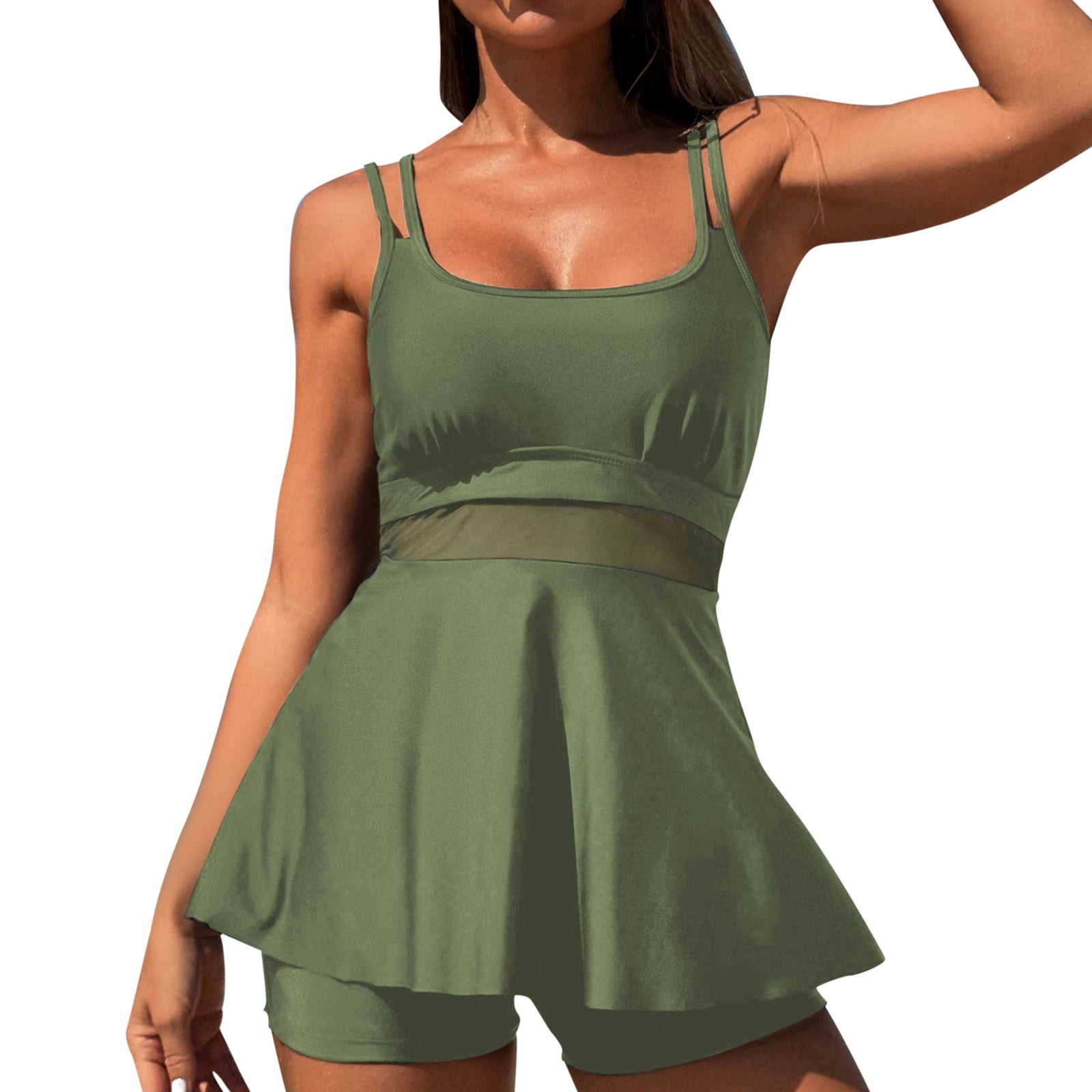 High Waisted Swimsuits for Women 2025 Solid Color Fashion Beach Sports