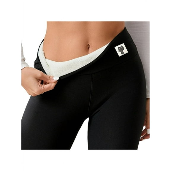 High Waisted Thicken Leggings for Women - No See Through Tummy Control Cycling Workout Yoga Pants Black Kitten L