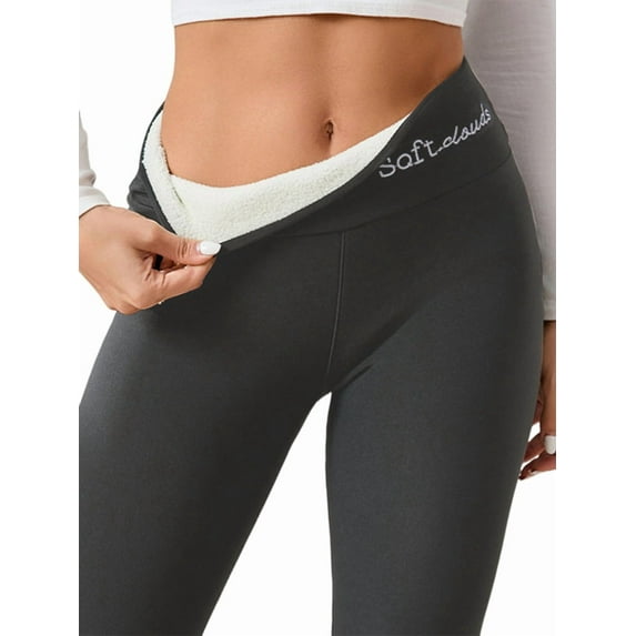 High Waisted Thicken Leggings for Women - No See Through Tummy Control Cycling Workout Yoga Pants English&Dark Grey XL