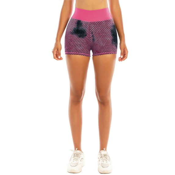 High Waisted Tie Dye Yoga Shorts for Women Butt Lifting Tummy Control Workout Shorts Leggings Running Booty Shorts