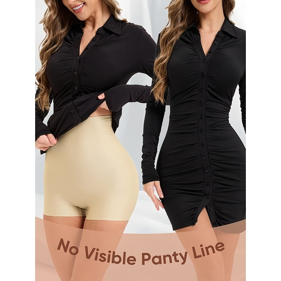 High-Waisted Tummy Control Shapewear Shorts - Seamless Slimming Body Shaper for Wome