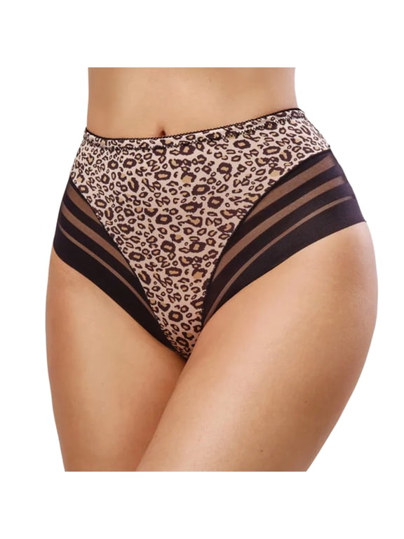 High Waisted Tummy Control Shapewear for Women - Stripe Lace Ladies Underwear Panties Leopard Print XXXL