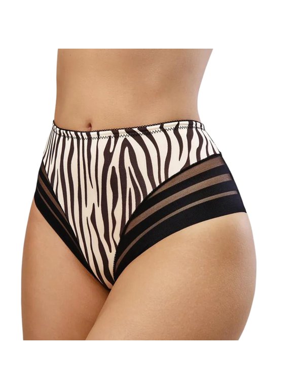 High Waisted Tummy Control Shapewear for Women - Stripe Lace Ladies Underwear Panties Pattern S