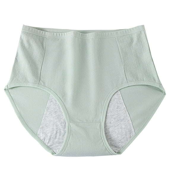 High-Waisted Underpants for Women Traceless Hip Wrap Briefs Leak-Proof Menstrual Panties Solid Color Cotton Underwear