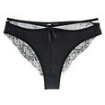 thumbnail image 1 of High Waisted Underwear Women Women's High Slit Satin Lace Underwear Breathable and Lightweight Bow Knot Hollow Low Waist Pants Underwear Women Pack Thong Black XL, 1 of 3