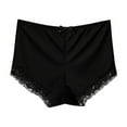 thumbnail image 1 of High Waisted Underwear for Women, Lace Trim Full Coverage Ladies Panties Stretch Briefs Sleepwear, Black, Large, 1 of 2