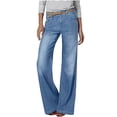 thumbnail image 1 of High Waisted Wide Leg Jeans for Women, Vintage Stretchy Straight Flare Leg Elastic Waist Boot Cut Denim Pants Blue XL, 1 of 8