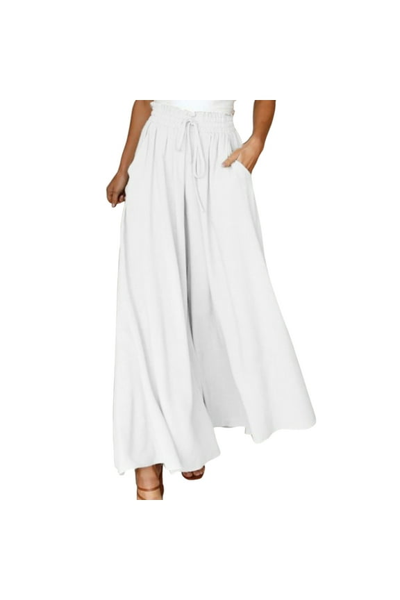 High Waisted Wide Leg Palazzo Pants for Women Boho Beach Yoga Casual Comfort Flowy Trousers