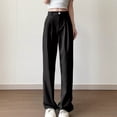thumbnail image 1 of High Waisted Wide Leg Pants New Women's Casual Loose Full Length Pants High Waist Button Wide Leg Trousers Dress Business Work Pant Black M, 1 of 6