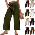 thumbnail image 1 of High Waisted Wide Leg Pants for Women Palazzo Trousers Gauze Casual Beach Travel Lounge Flowy Pant Summer 2026 Army Green M 26/27", 1 of 7