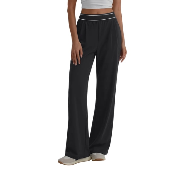 High Waisted Wide Leg Quick Dry Trousers Women Lightweight Relaxed Fit Daily Yoga Pants with Pockets