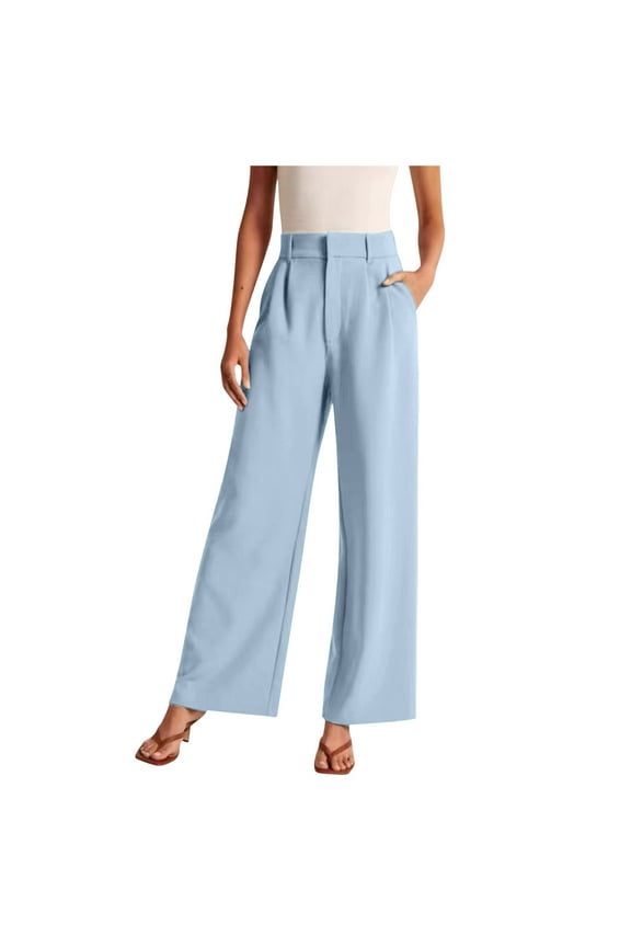 High Waisted Wide Leg Trousers for Women Elegant Business Casual Wear Flowy Comfortable Dress Pants