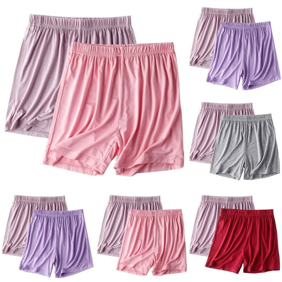 High Waisted Womens Biker Shorts, 2PC Women's Summer Color Elastic Waist Leisure Thin Shorts Home Pants Sports Outerwear,Pink 2 M