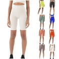thumbnail image 1 of High Waisted Womens Biker Shorts, Woman Solid Color Elastic High Waist Lift The Hip Yoga Five Cents Pants,B-Blue XL, 1 of 4