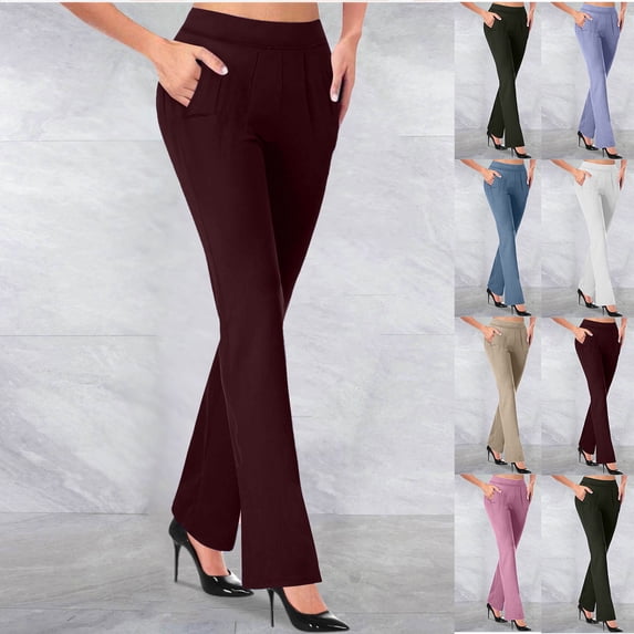 High Waisted Work Pants for Women, Stretch Dress Pants Slacks with Tummy Control, Straight Leg Office Casual Pants Trousers, Professional Style Gifts | CSEONE,Blue XL