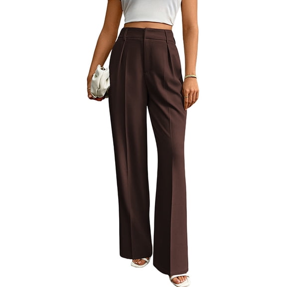 High Waisted Work Pants for Women Business Casual Outfits Office Dressy Pants Trousers with Pockets Wide-Leg Pants
