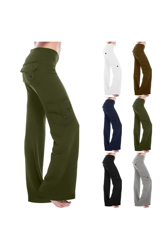 High Waisted Yoga Leggings with 4 Cargo Pockets Tummy Control Workout Pants Gym Tights Athleisure Activewear Fitness Gifts for Women | Sopatenor,Black L