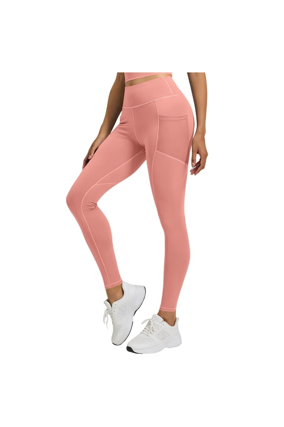 High Waisted Yoga Leggings Mesh Side Pockets Women 4 Way Stretch Squat Proof Workout Running Pants S
