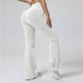 thumbnail image 1 of High-Waisted Yoga Pants with Pockets New Women's Solid Color Seamless High Waisted and Hip Lifting Sports and Fitness Yoga Pants Flared Pants Style B-45 White M, 1 of 9