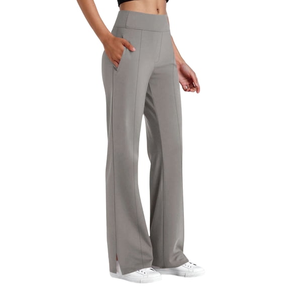 High Waisted Yoga Pants for Women Tummy Control Wide Leg Leggings with Pockets Side Slit Stretchy Elastic Wasit Trousers Dress Business Pant Pull On Casual Slacks 2026 Summer Outfits