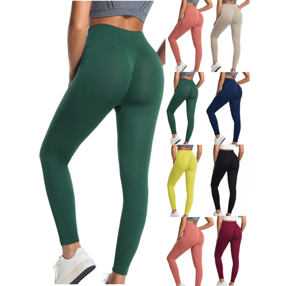 High Waisted Yoga Pants for Women Solid Color Casual Leggings Tummy Control Pants for Workout Running Athletic