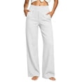 thumbnail image 1 of High Waisted Yoga Pants for Women Stretchy Slim Casual Wide Leg Pants Sport Trousers with Pockets, 1 of 9