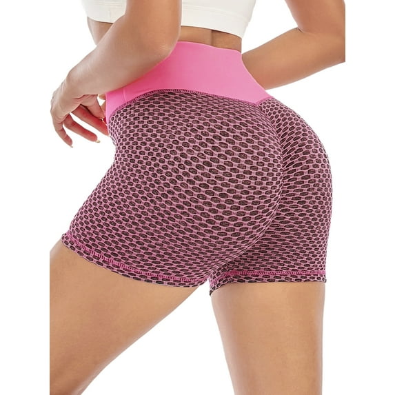 DODOING Women High Waist Yoga Leggings Texrured Tummy Control Butt Lift Booty Shorts Workout Running Tights