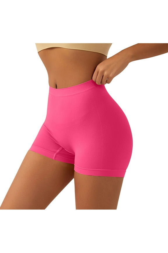 High Waisted Yoga Shorts for Women Spandex Soft Butt Lifting Biker Short Workout Seamless Stretch Activewear (S, Hot Pink)