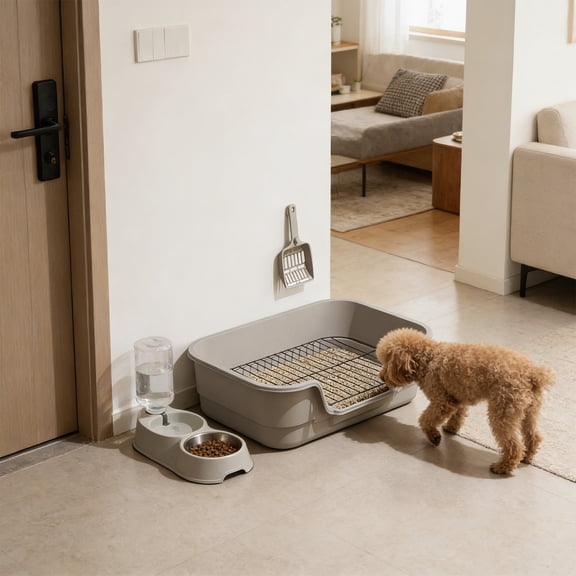 High Wall Dog Toilet for Small Medium Dogs 42x30cm and 49x38cm, Removable Mesh Leak Proof Base with Anti Slide Bottom, Easy Clean Portable Litter Box