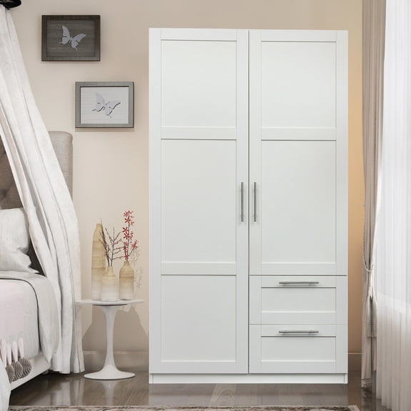 High Wardrobe & Kitchen Cabinet with 5 Storage Spaces / Worry-Free Assembly with Instruction Manual