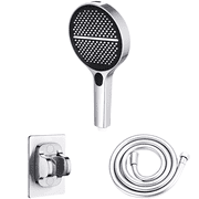 High Pressure Handheld Showerhead with 59 in Anti-Exploded Hose, No Drill Bracket, Anti-Clog Silicone Jets, Large Spray Face, Chrome Finish