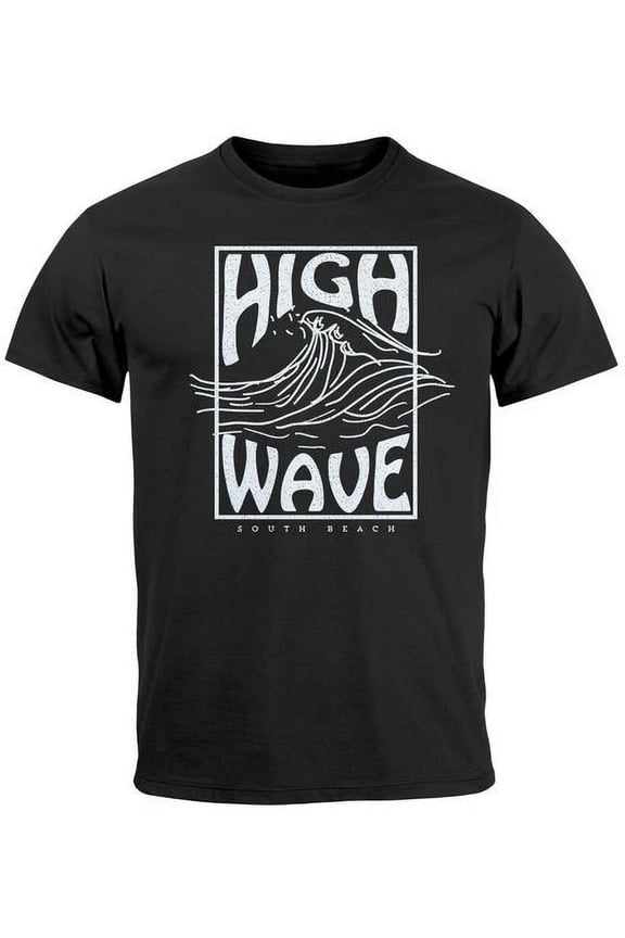 High Wave Wave Font Line Art Logo Surfing Print Fashion Tshirt