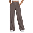 thumbnail image 1 of High Wide Leg Drawstring Flared Sweatpants for Women Solid Lounge Joggers Warm Pants Coffee M, 1 of 6