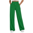 thumbnail image 1 of High Wide Leg Drawstring Flared Sweatpants for Women Solid Lounge Joggers Warm Pants Green L, 1 of 6