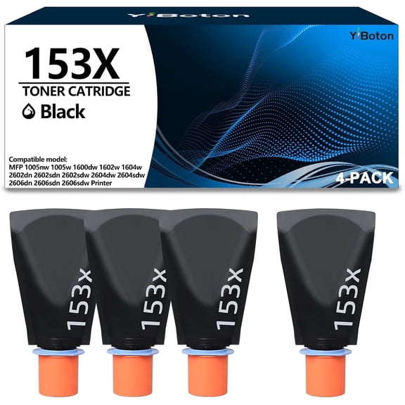 High Yield 153X W1530X Black Toner Reload kit Replacement for W1530X 153X Black Toner Cartridge Compatible for Tank1504 1504w 2504 2504dw MFP 1604 1604w 2604 2604dw 2604sdw 2606dw Printer(4-Pack)