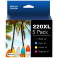thumbnail image 1 of High Yield 220XL Ink Cartridges Replacement for Epson 220 XL Combo Pack Use with WF-2760 WF-2750 WF-2660 WF-2650 WF-2630 XP-424 XP-420 XP-320（ Black Cyan Magenta Yellow 10 Pack）, 1 of 6