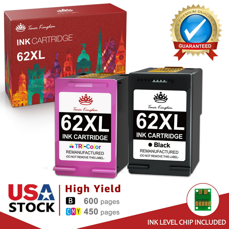HP 62 XL High-Yield Ink, Combo Pack 