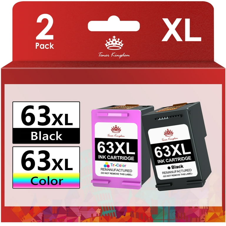 High Yield 63 Ink Cartridge 63XL Ink Cartridge Combo Replacement for HP Ink 63 Works with HP Envy 4520 4516 Officejet 5255 5258 DeskJet 1112 3632 3639