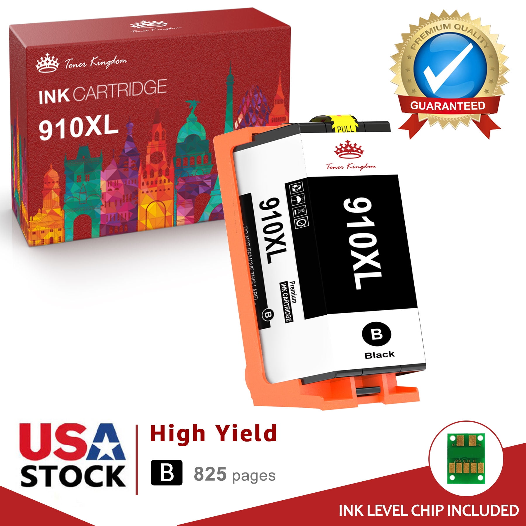 High Yield 910XL Black Ink Cartridge Replacement for 910 XL HP Printer Ink  for OfficeJet Pro 8020 8030 8025 8035 8028 OfficeJet 8022 8010 8015  (1-Pack) 