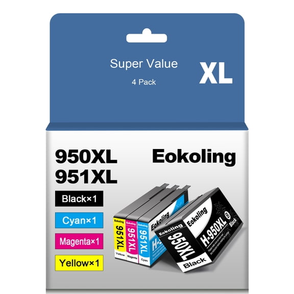 High Yield 950XL 951XL Ink Cartridges Combo Pack Replacement for HP 950 951 XL for OfficeJet Pro 8100 8110 8600 8610 8615 8616 8620 8625 8630 8640 8660 Printers, 4 Pack