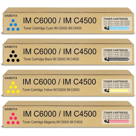 High Yield IM C6000 IM C4500 IMC6000 IMC4500 Toner Cartridges 842279 842280 842281 842282 Replacement for Ricoh Savin Lanier IM C6000 IM C4500 IM C5500 Printer Toner (4-Pack)