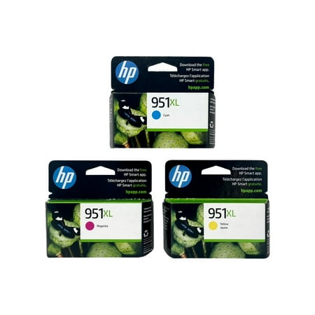 High Yield Inkjet Ink Cartridge, Combo Pack, HP 951XL, Cyan, Magenta, Yellow, 3 / Pack, Inkjet, High Yield, 3 / Pack